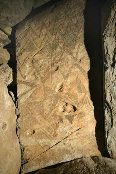 Decorated orthostat in eastern chamber at Knowth